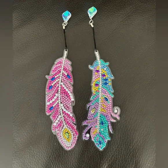 Handcrafted Rhinestone Feather Bookmarks Set of 2 - Picture 4 of 4